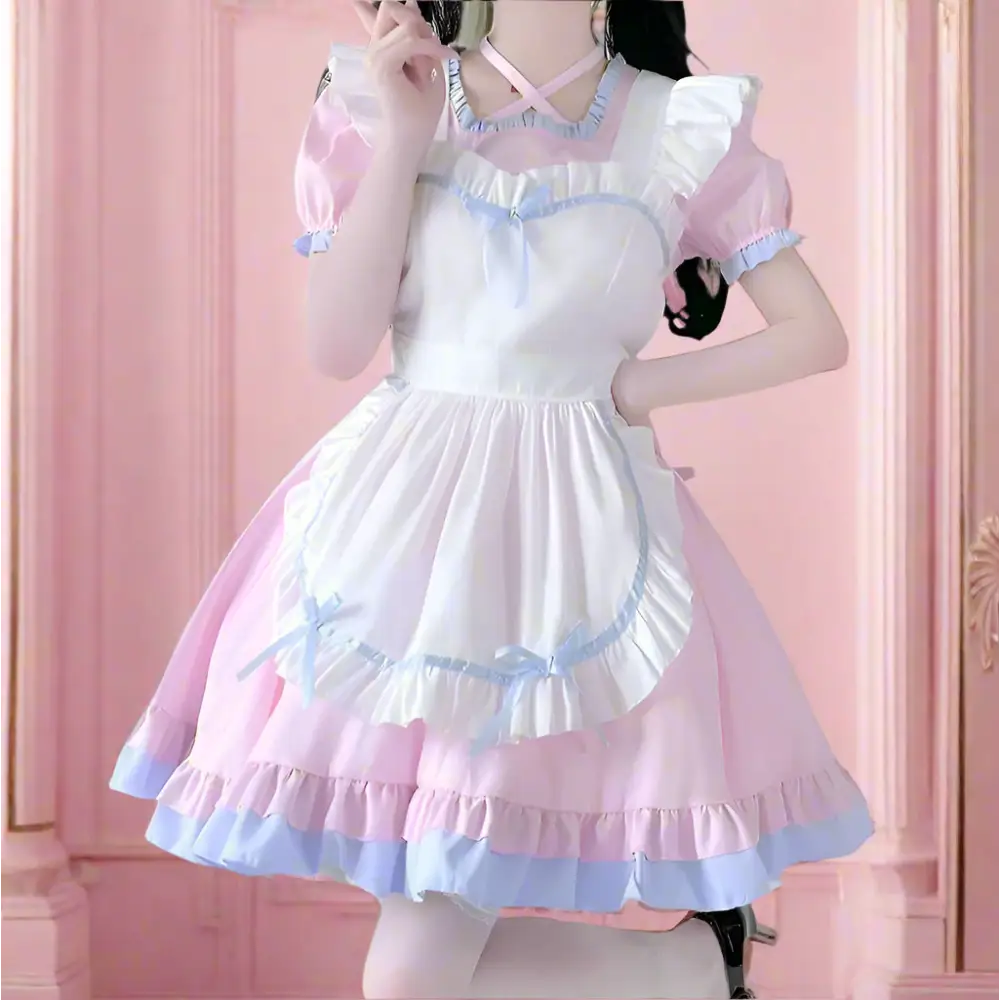 pink and white maid dress Sexy Cute Pink Maid Dress Japanese Sweet Female Lolita Dress Role Play  Costume Halloween Party Cosplay Anime Maid Uniform Suit