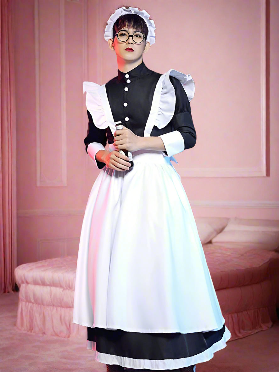 Sissy French Maid Long Dress Men's Outfit