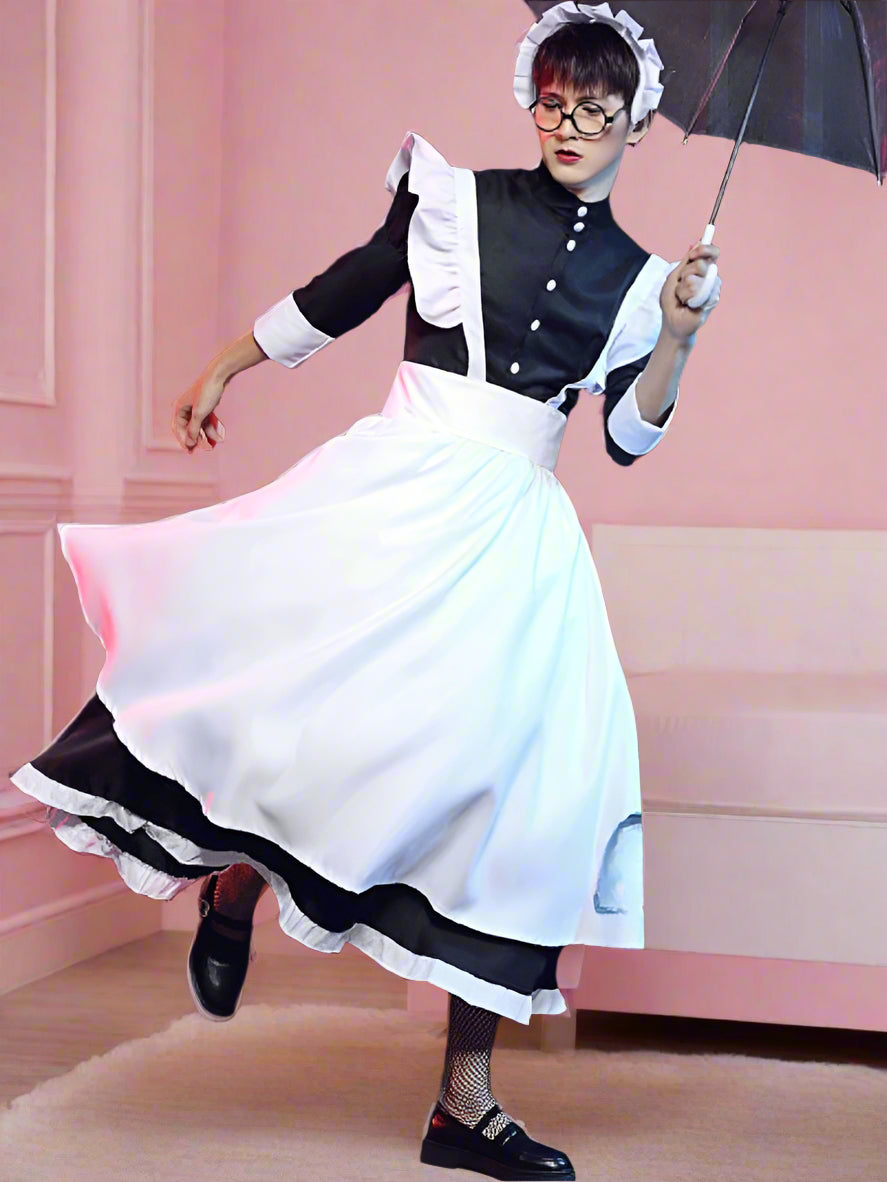 Sissy French Maid Long Dress Men's Outfit