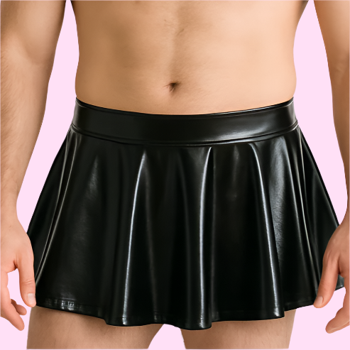 Men Sissy Glossy Latex-Style Maid Outfit