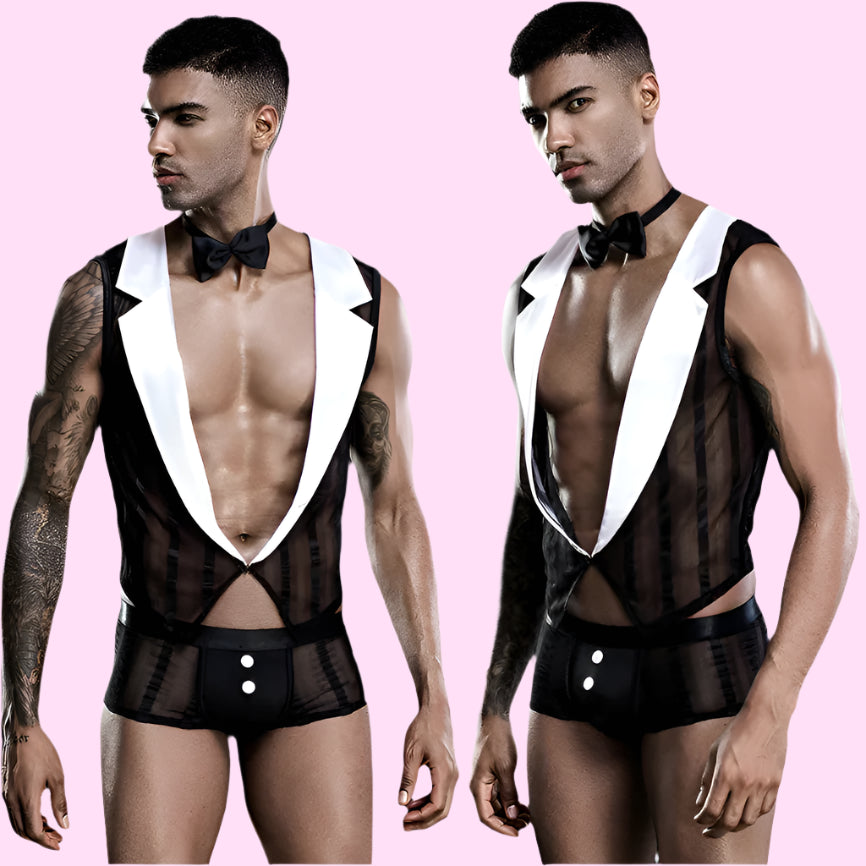 Sheer Tuxedo Male Maid Outfit