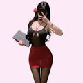 Red Skirt Sexy Secretary Outfit