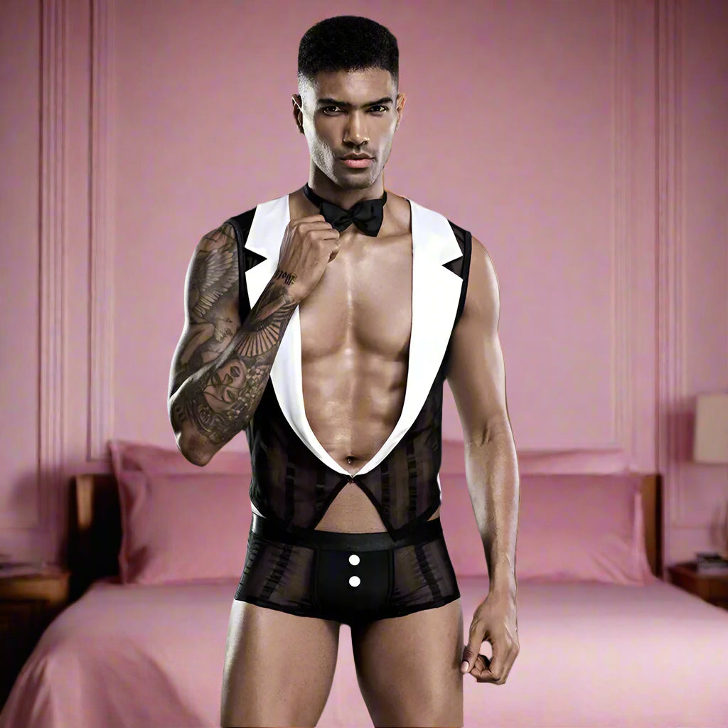 Sheer Tuxedo Male Maid Outfit
