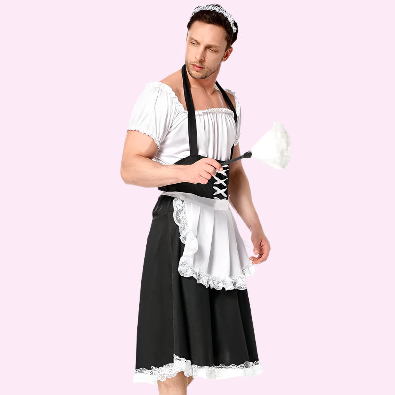 Sissy Lace-Up French Maid Outfit