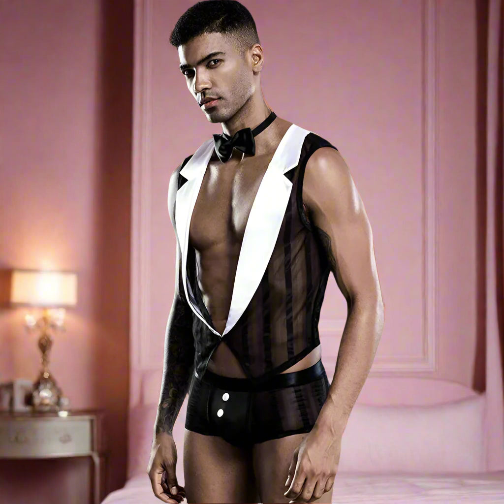 Sheer Tuxedo Male Maid Outfit