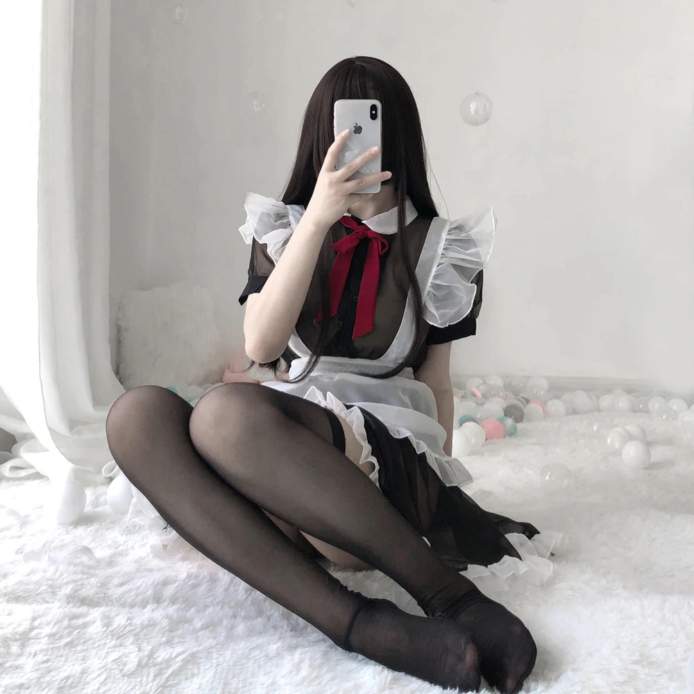 Sheer See-Through Sexy Maid Outfit