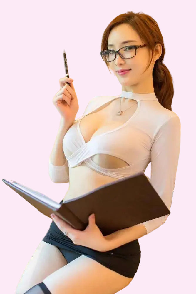 Deep V Neck Sexy Secretary Outfit