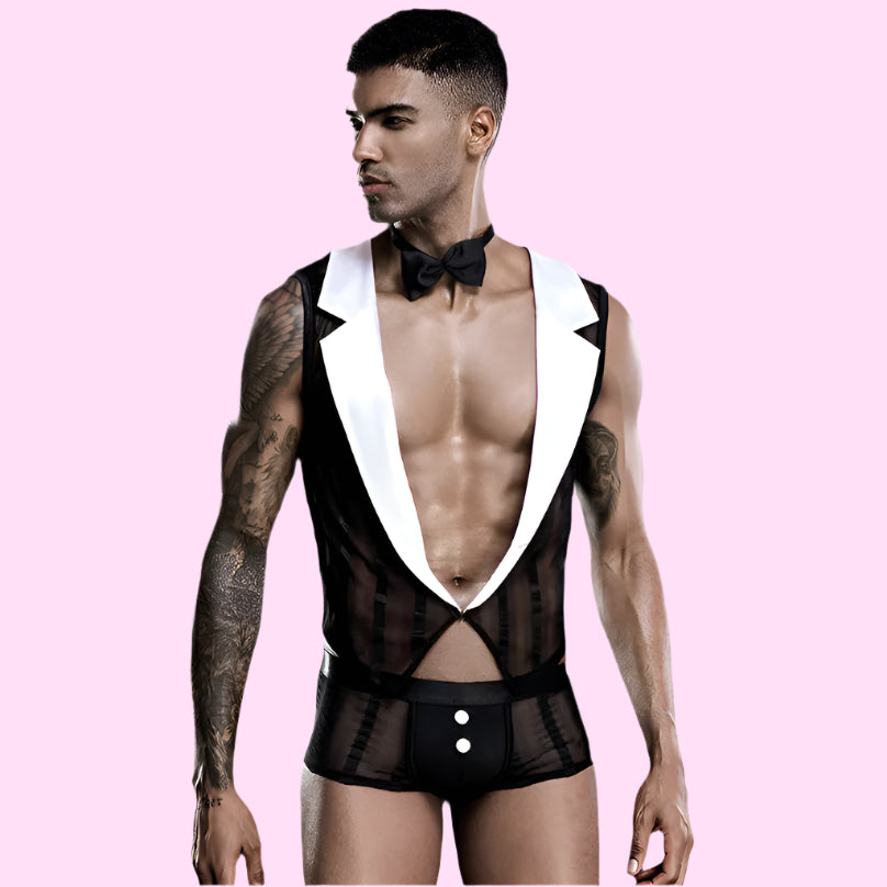 Sheer Tuxedo Male Maid Outfit