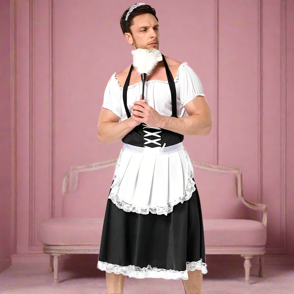 Sissy Lace-Up French Maid Outfit