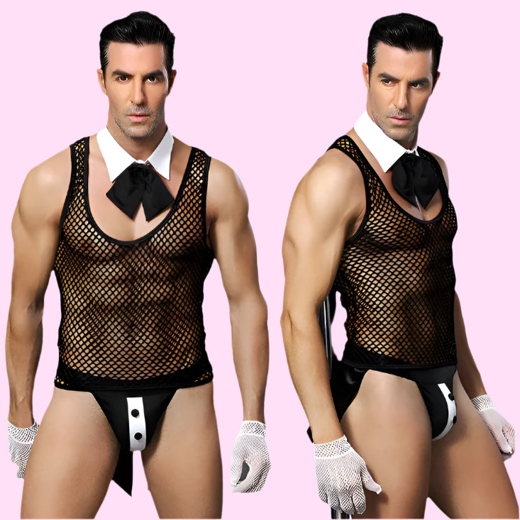 Sexy Mesh Male Maid Outfit