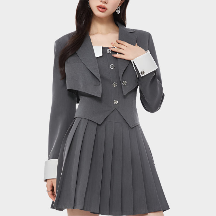Preppy Grey Secretary Outfit