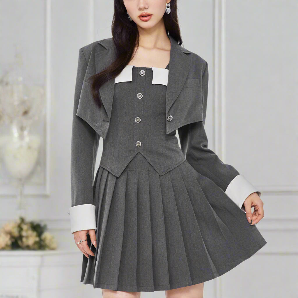 Preppy Grey Secretary Outfit