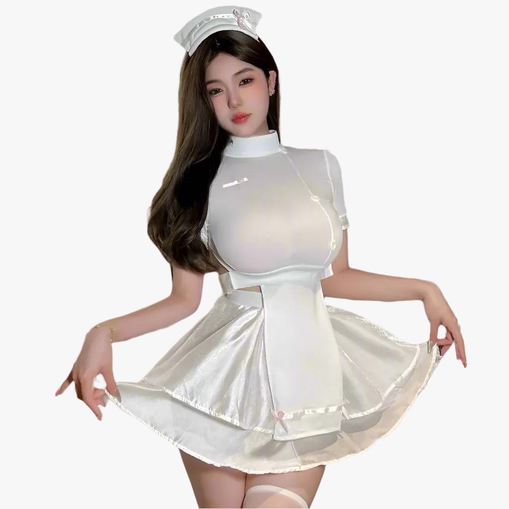 White Sheer Sexy Nurse Outfit