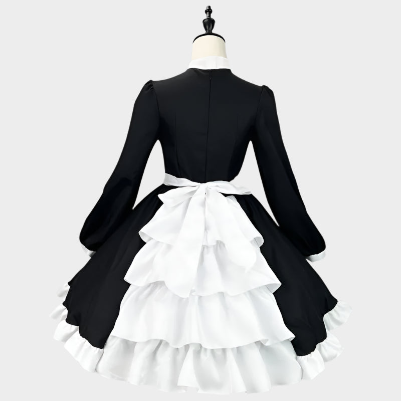 Elegant Long-Sleeves Black Maid Outfit