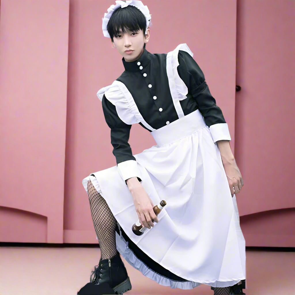Sissy French Maid Long Dress Men's Outfit