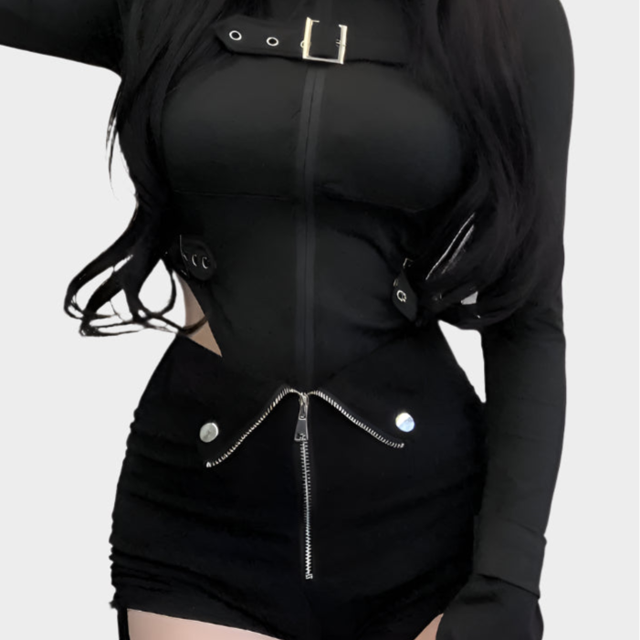 Black Secretary Zipper Outfit