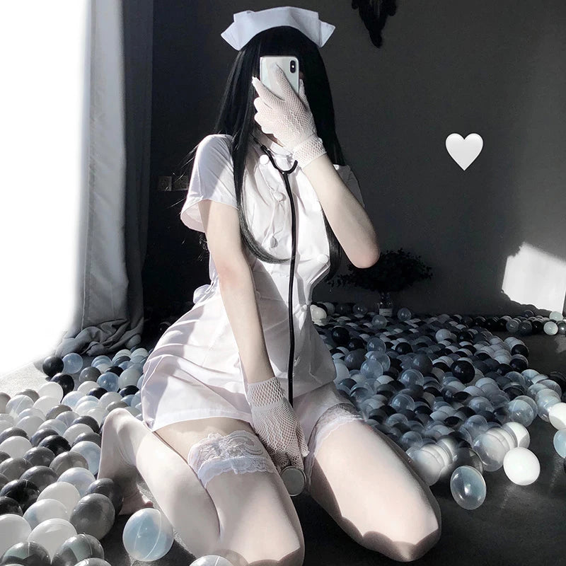 Porno Femmes Lingerie Sexy Infirmière Cosplay Costume Érotique Tenue De Femme De Chambre Écolière Rose Blanc Kawaii Docteur Anime Jeu De Rôle