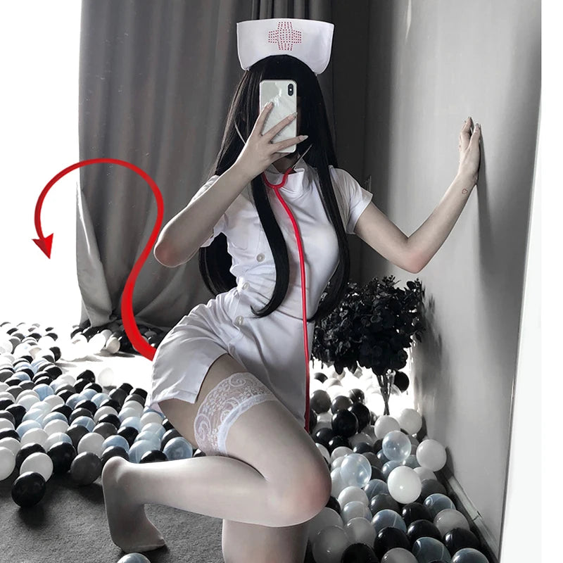 Porno Femmes Lingerie Sexy Infirmière Cosplay Costume Érotique Tenue De Femme De Chambre Écolière Rose Blanc Kawaii Docteur Anime Jeu De Rôle