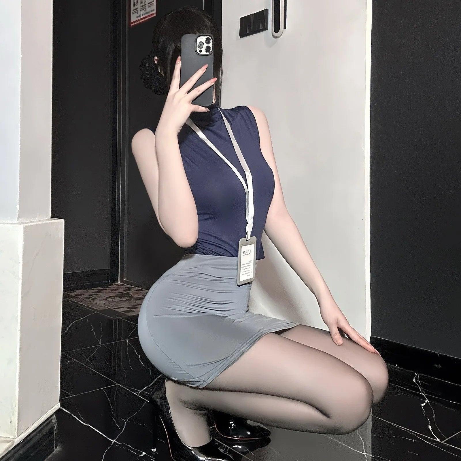 High Waisted Sexy Secretary Outfit