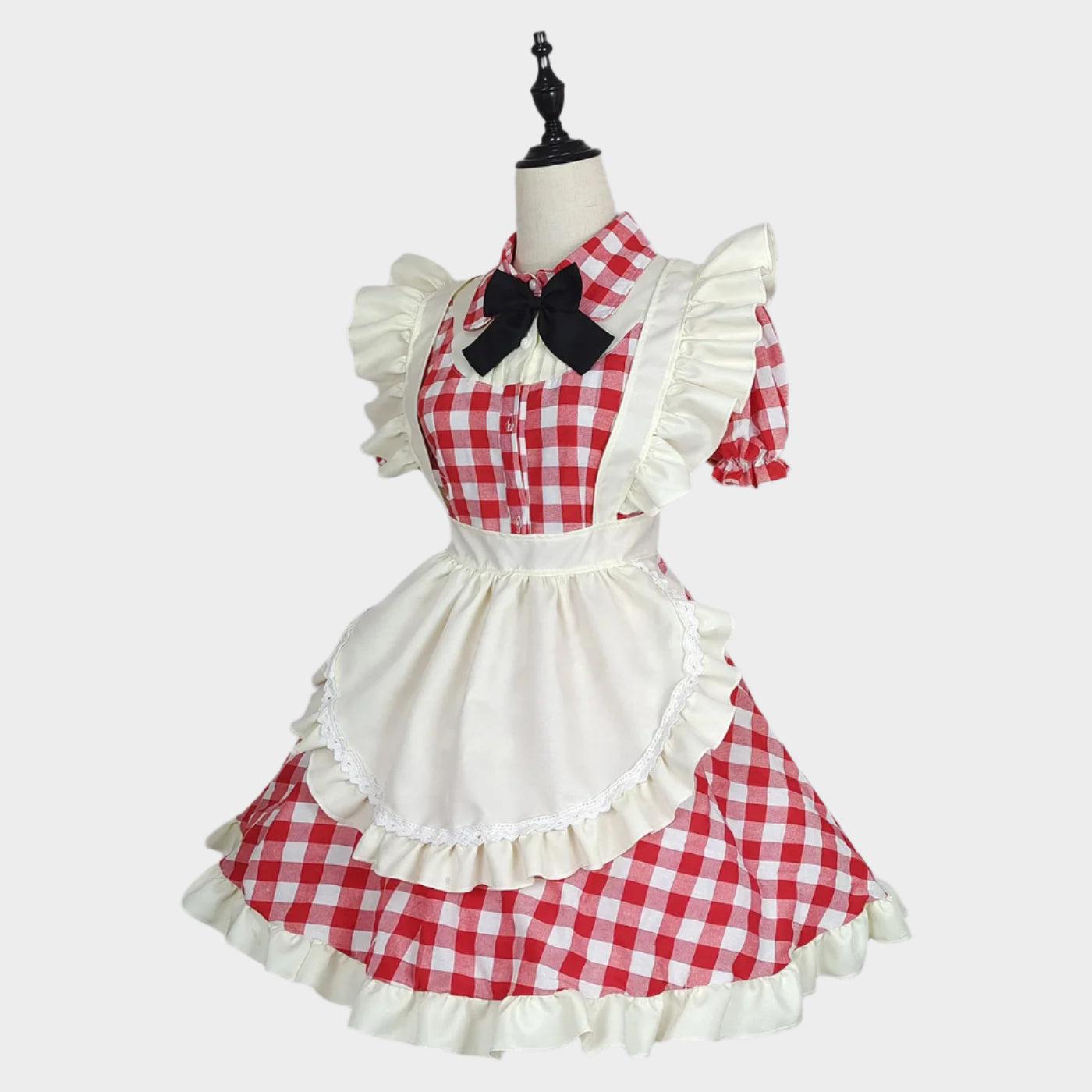 Cute Red Checkered Maid Outfit