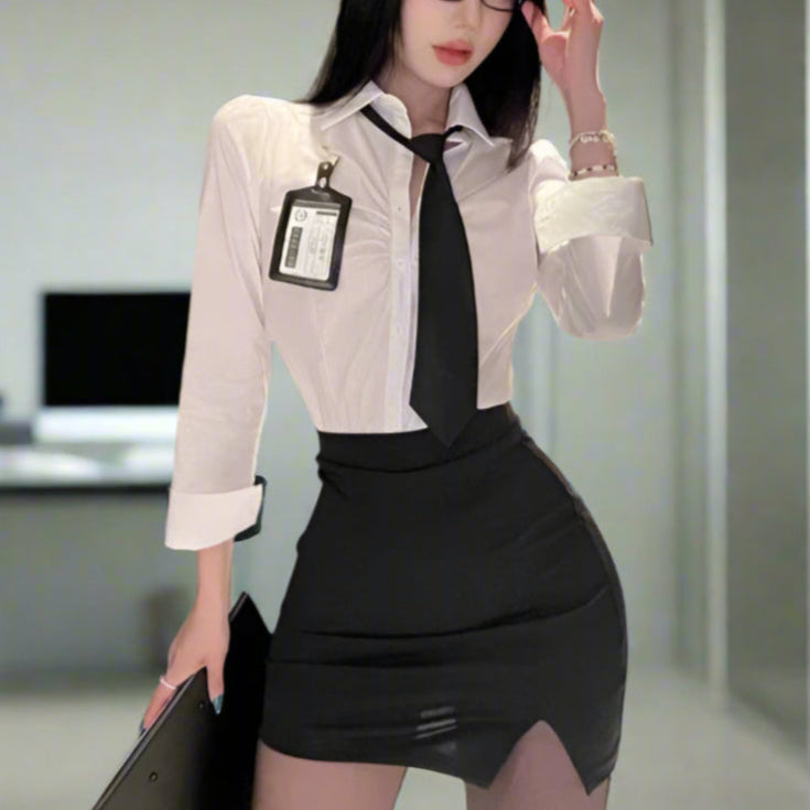White Secretary Business Outfit