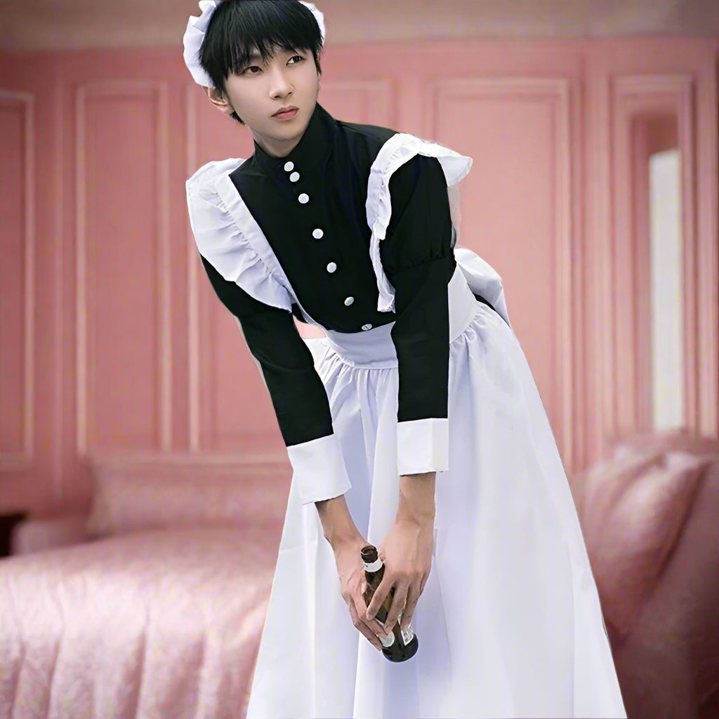 Sissy French Maid Long Dress Men's Outfit