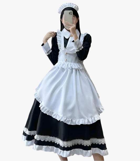 Elegant French Maid Outfit Long Sleeve Premium