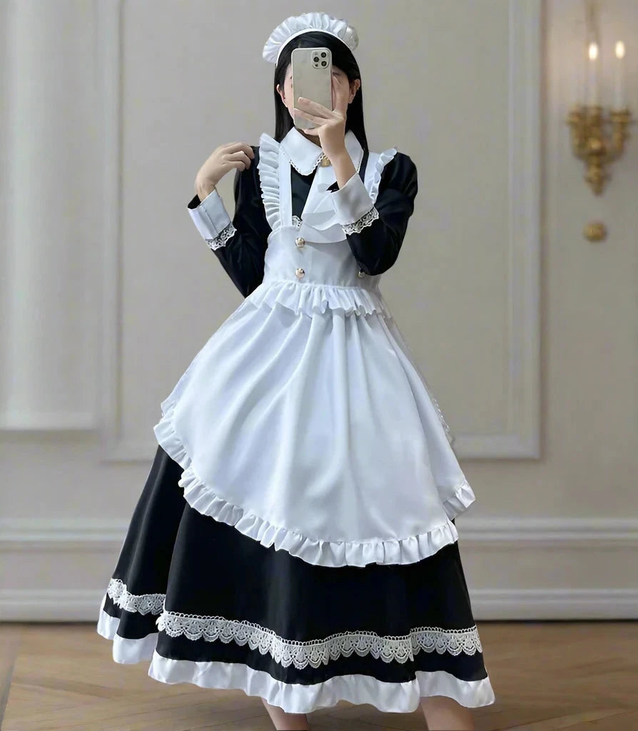 Elegant French Maid Outfit Long Sleeve Premium