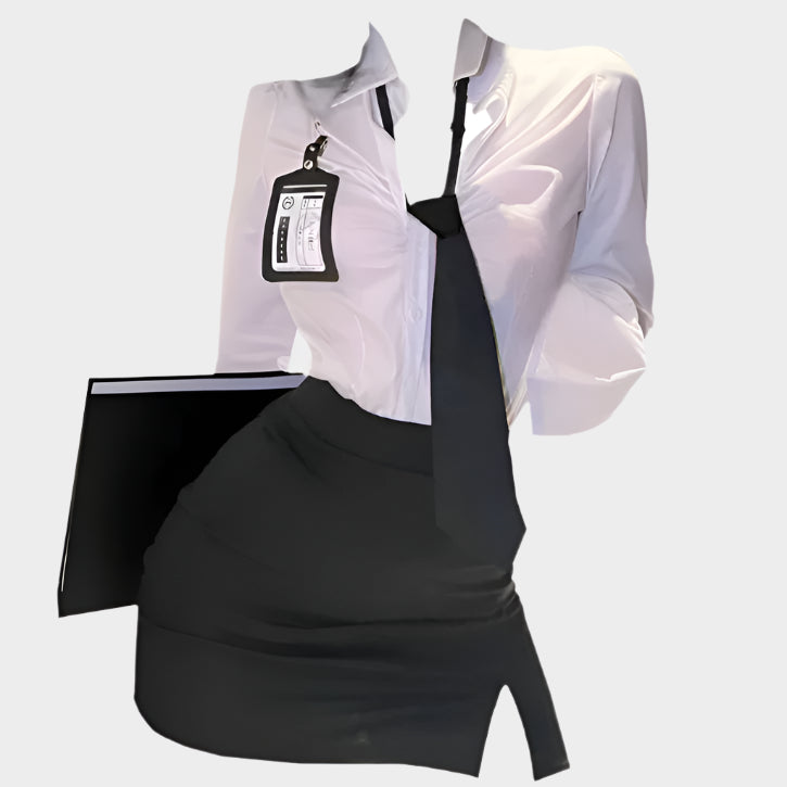 White Secretary Business Outfit