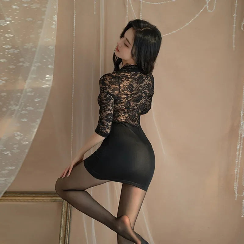 Black Lace Secretary Outfit