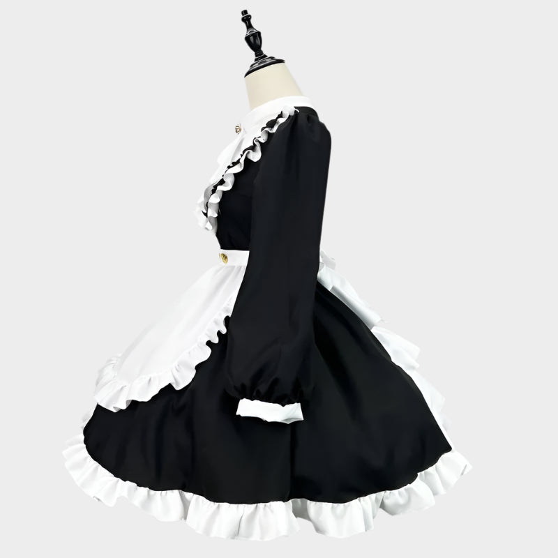 Elegant Long-Sleeves Black Maid Outfit