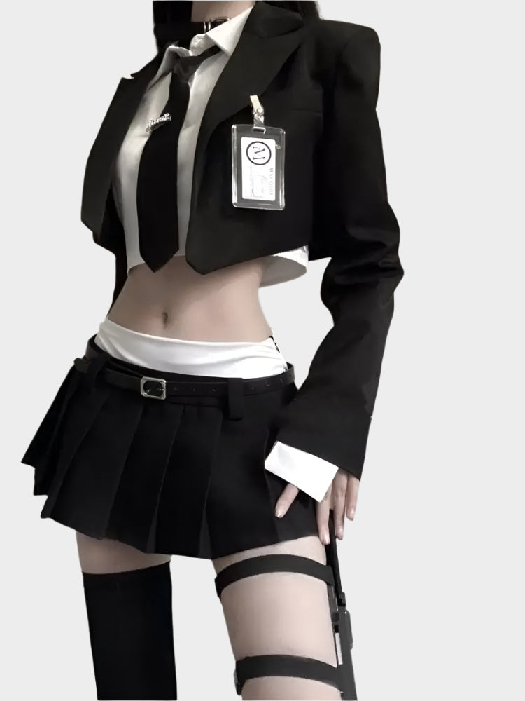 Cropped Secretary Blazer Outfit