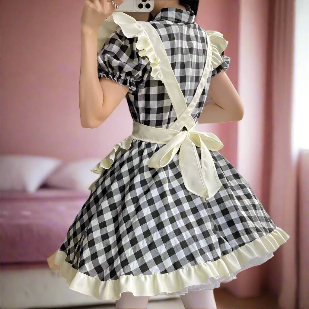 Cute Black Checkered Maid