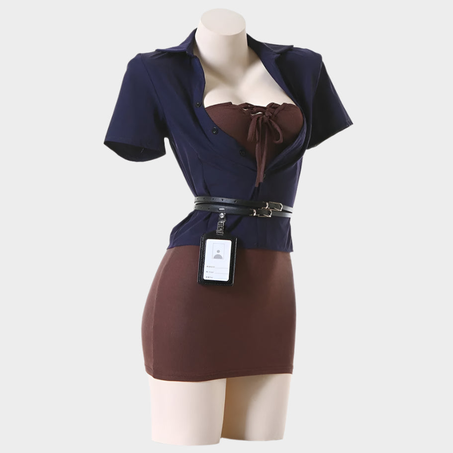 Blue Secretary Business Outfit
