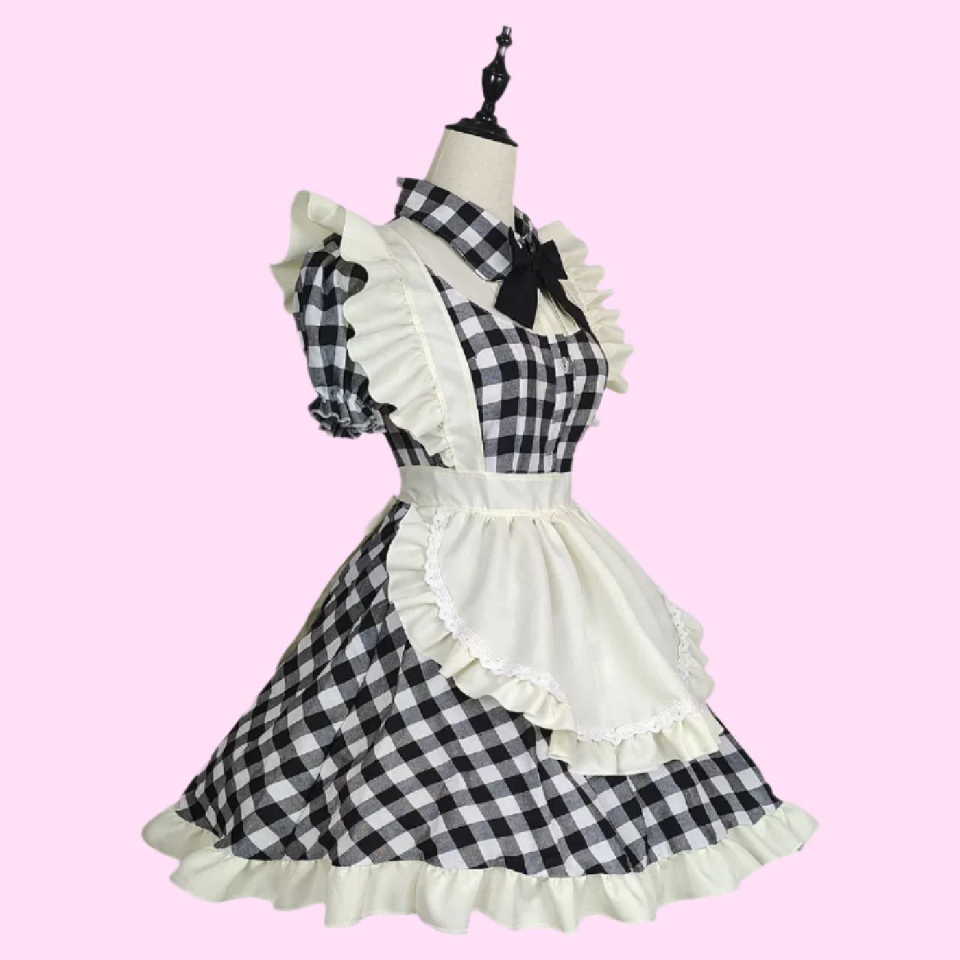Cute Black Checkered Maid