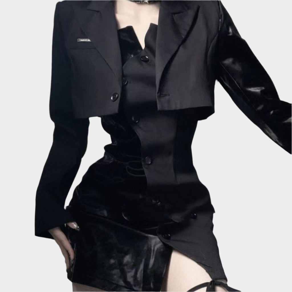 Gothic Secretary Blazer Dress Outfit