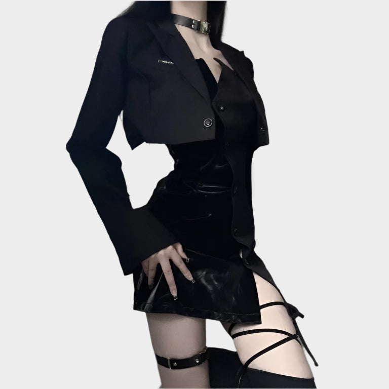 Gothic Secretary Blazer Dress Outfit