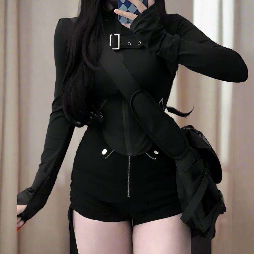 Black Secretary Zipper Outfit