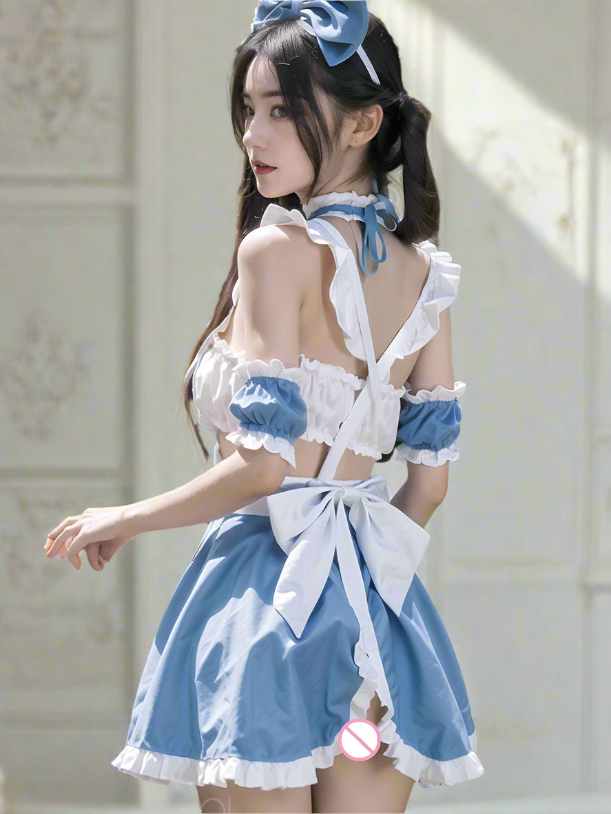 Plus Size Blue Japanese Maid Outfit