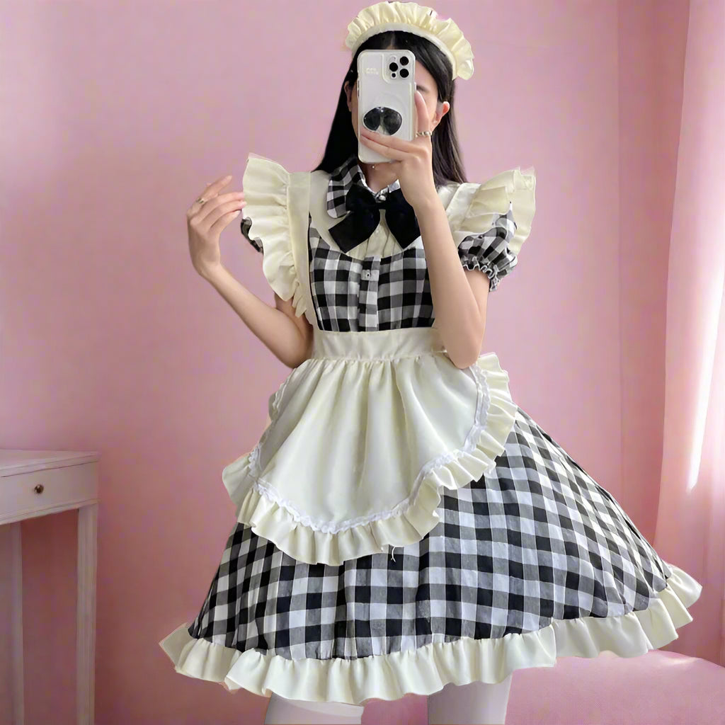 Cute Black Checkered Maid