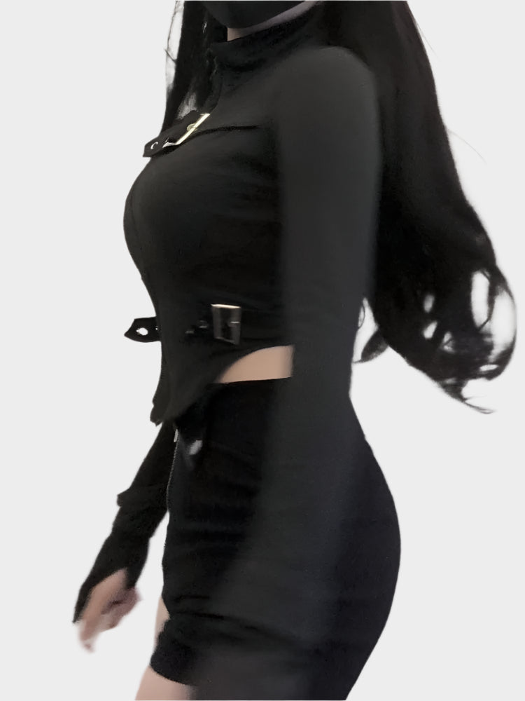 Black Secretary Zipper Outfit