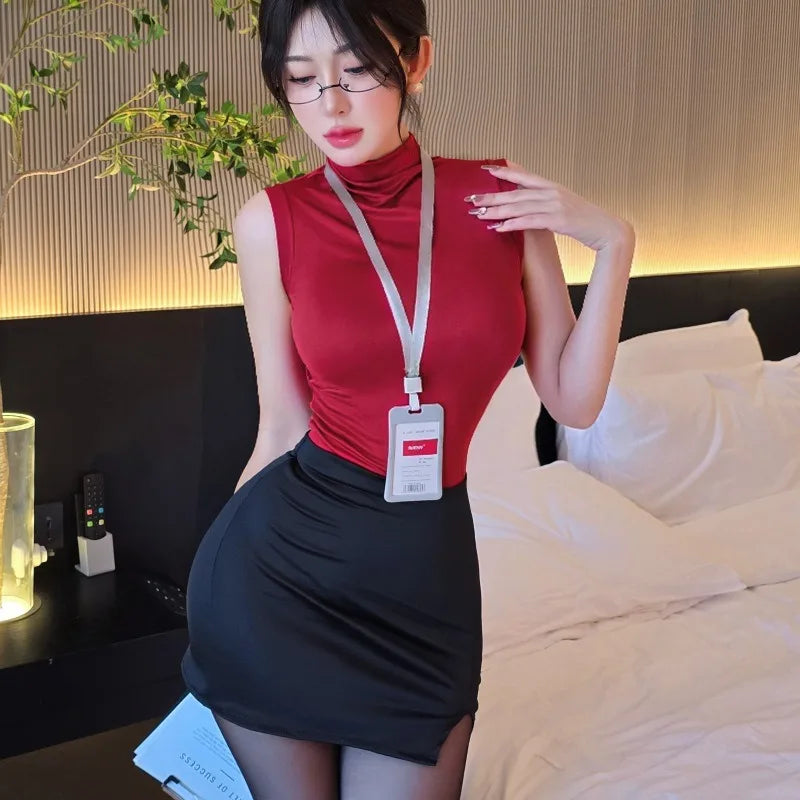 High Waisted Sexy Secretary Outfit