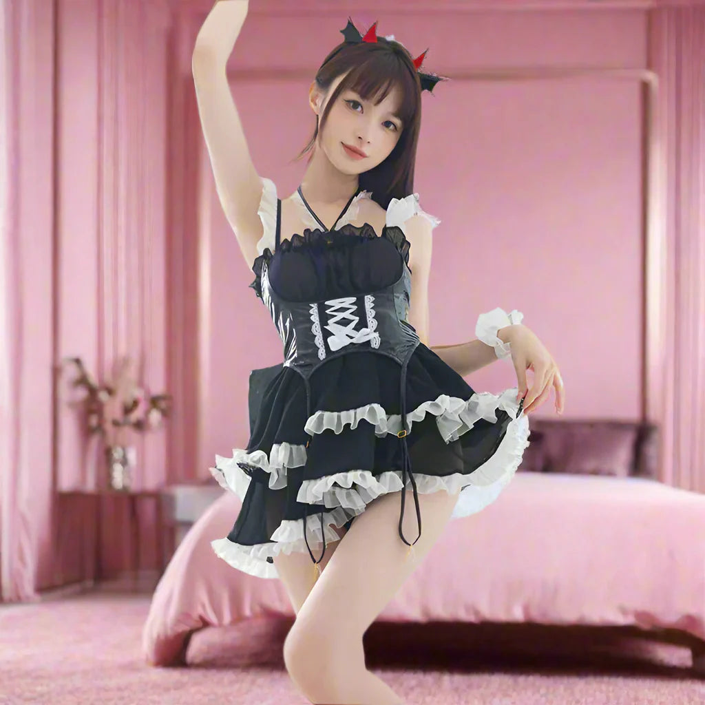 Bad Girl Devil Anime Maid Outfit - Black / One size - Outfit