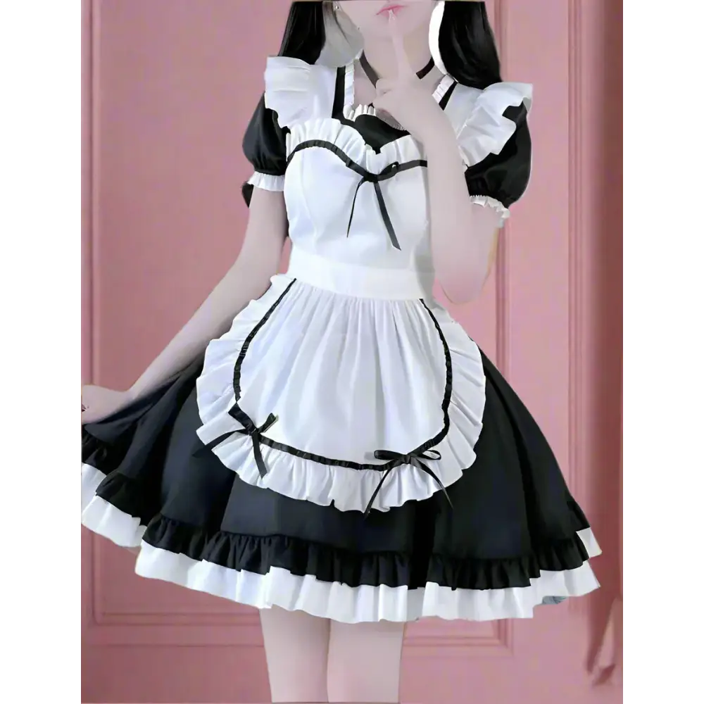Black Anime Maid Outfit - Black / S - Outfit