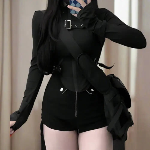 Black Secretary Zipper Outfit - Outfit