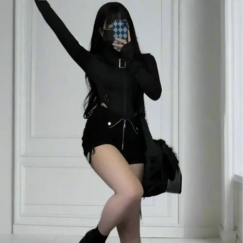 Black Secretary Zipper Outfit - Outfit