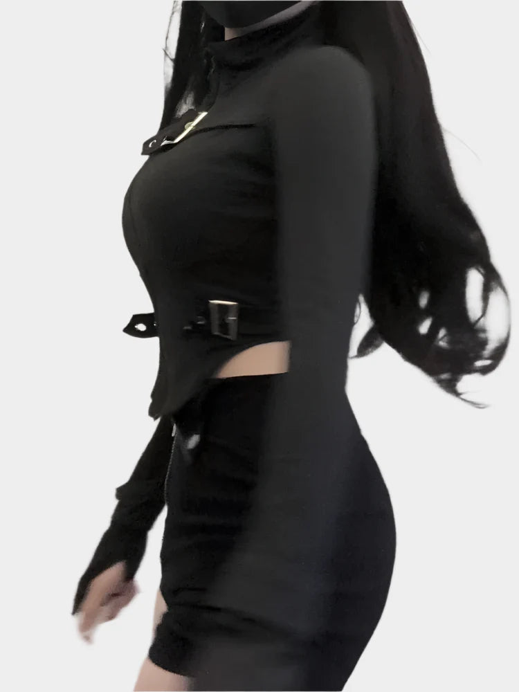 Black Secretary Zipper Outfit - Outfit