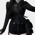 Black Secretary Zipper Outfit - Black / S - Outfit