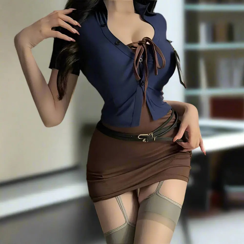 Blue Secretary Business Outfit - Outfit