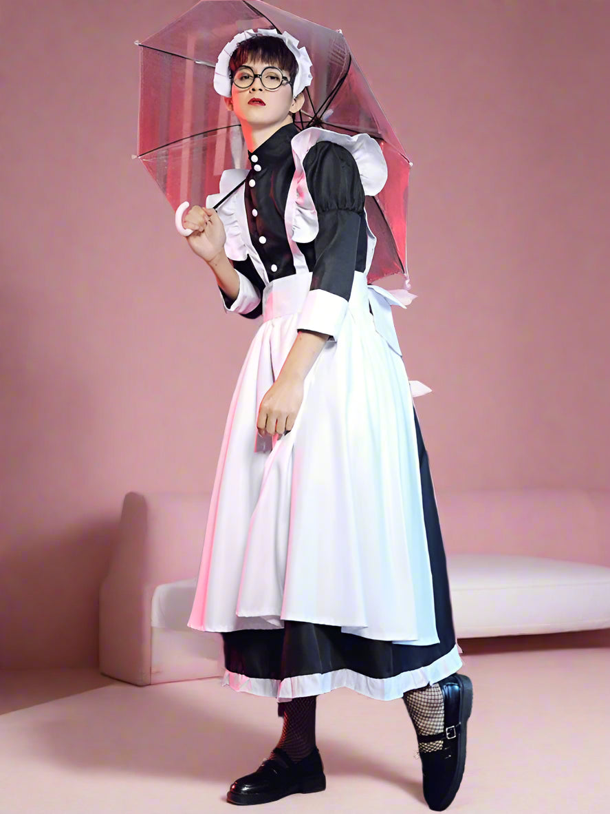 Sissy French Maid Long Dress Men's Outfit